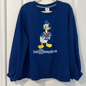 Disney Parks Walt Disney World Donald Duck Crewneck Sweatshirt Royal Blue 2XL